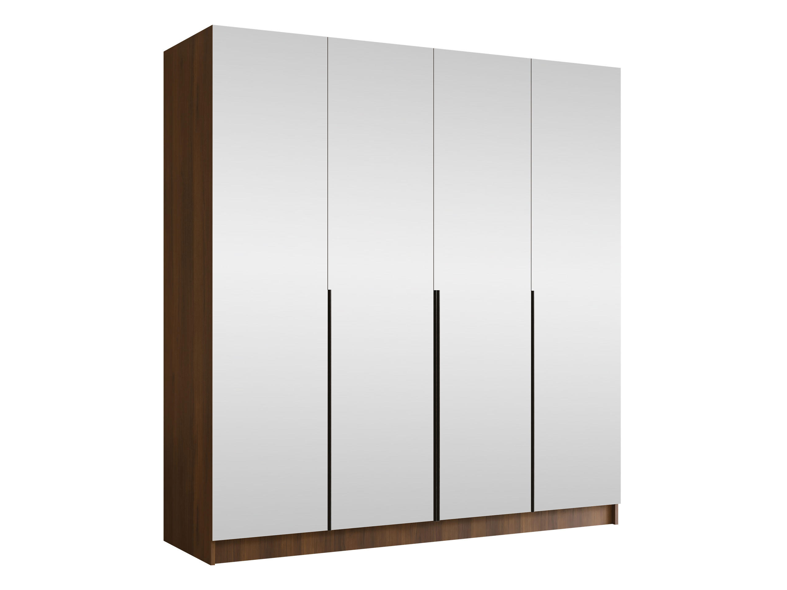 KLEIDERSCHRANK Santi III - Nussbaumfarben/Schwarz, Holzwerkstoff/Metall (200/215/58cm) - MIRJAN24