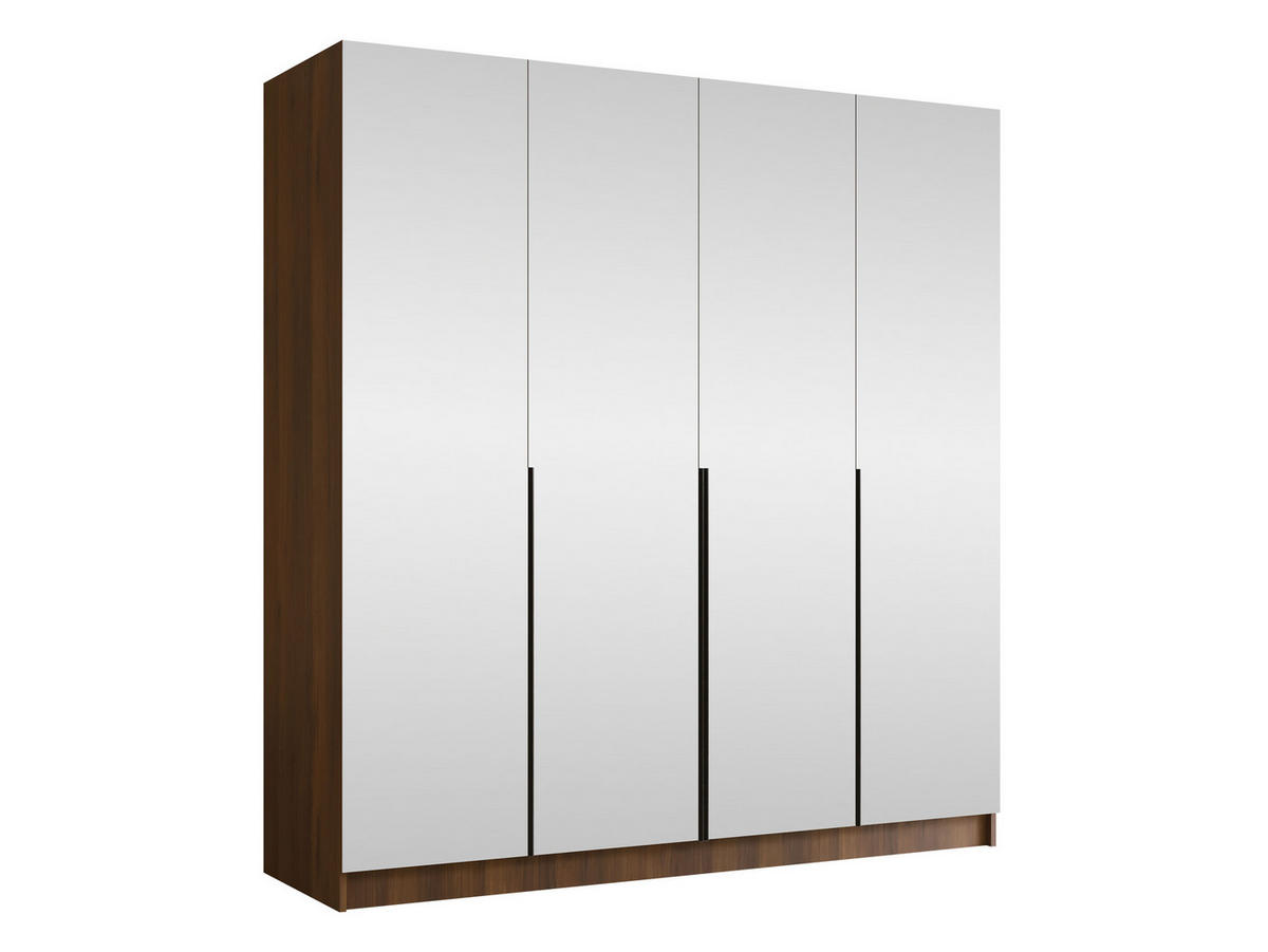 KLEIDERSCHRANK Santi III - Nussbaumfarben/Schwarz, Holzwerkstoff/Metall (200/215/58cm) - MIRJAN24