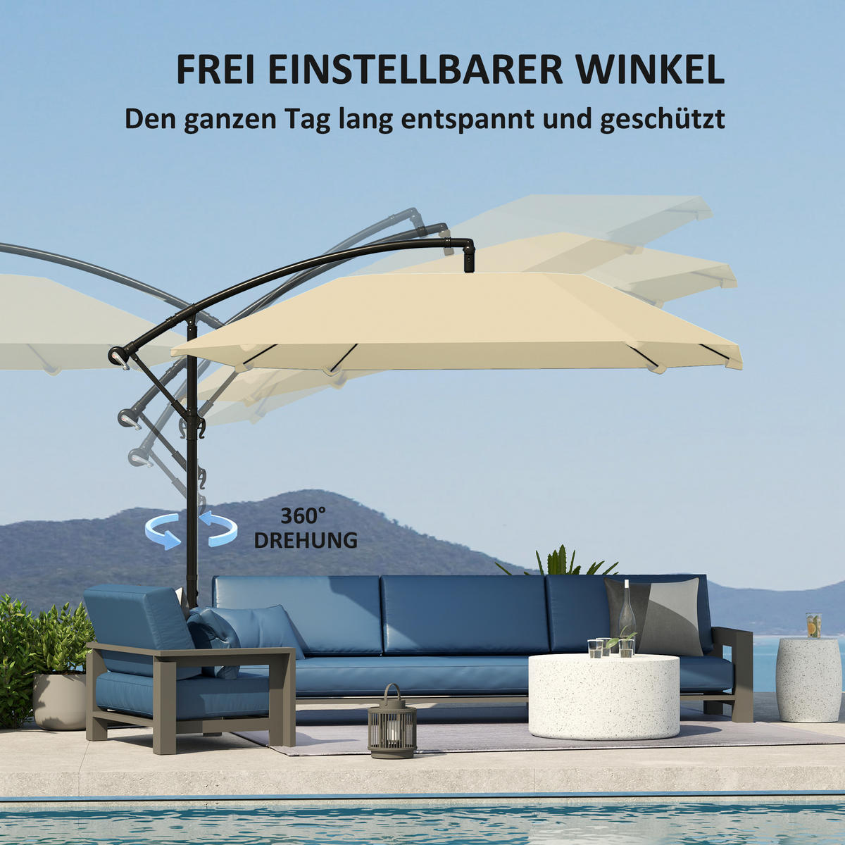 AMPELSCHIRM Alu Ø 260 cm - Beige, Metall (260/304cm) - Outsunny
