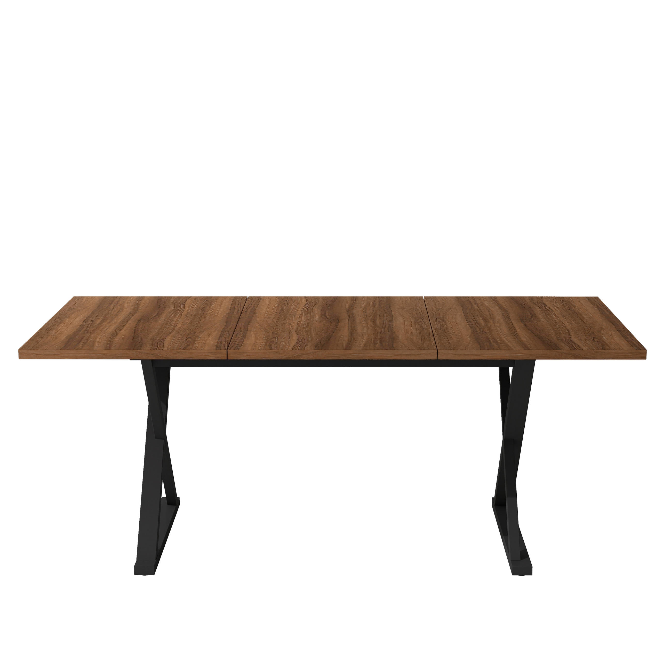 ESSTISCH 180/90/75 cm walnussfarben aus MDF mit X-förmigen Metallbeinen - Walnussfarben, Holzwerkstoff (180/90/75cm) - OKWISH