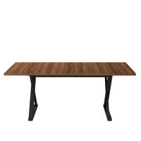 ESSTISCH 180/90/75 cm walnussfarben aus MDF mit X-förmigen Metallbeinen - Walnussfarben, Holzwerkstoff (180/90/75cm) - OKWISH