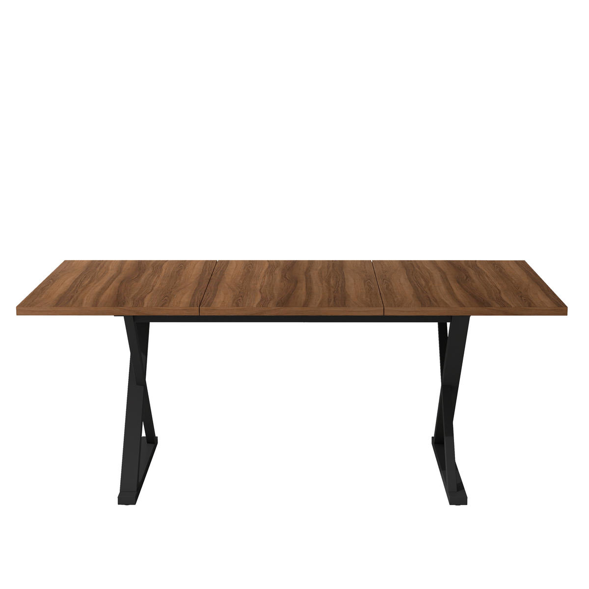 ESSTISCH, 6-8 Personen, Metallbeine, Walnuss/Schwarz, 180x90x75cm - Walnussfarben, Holzwerkstoff (180/90/75cm) - FLIEKS