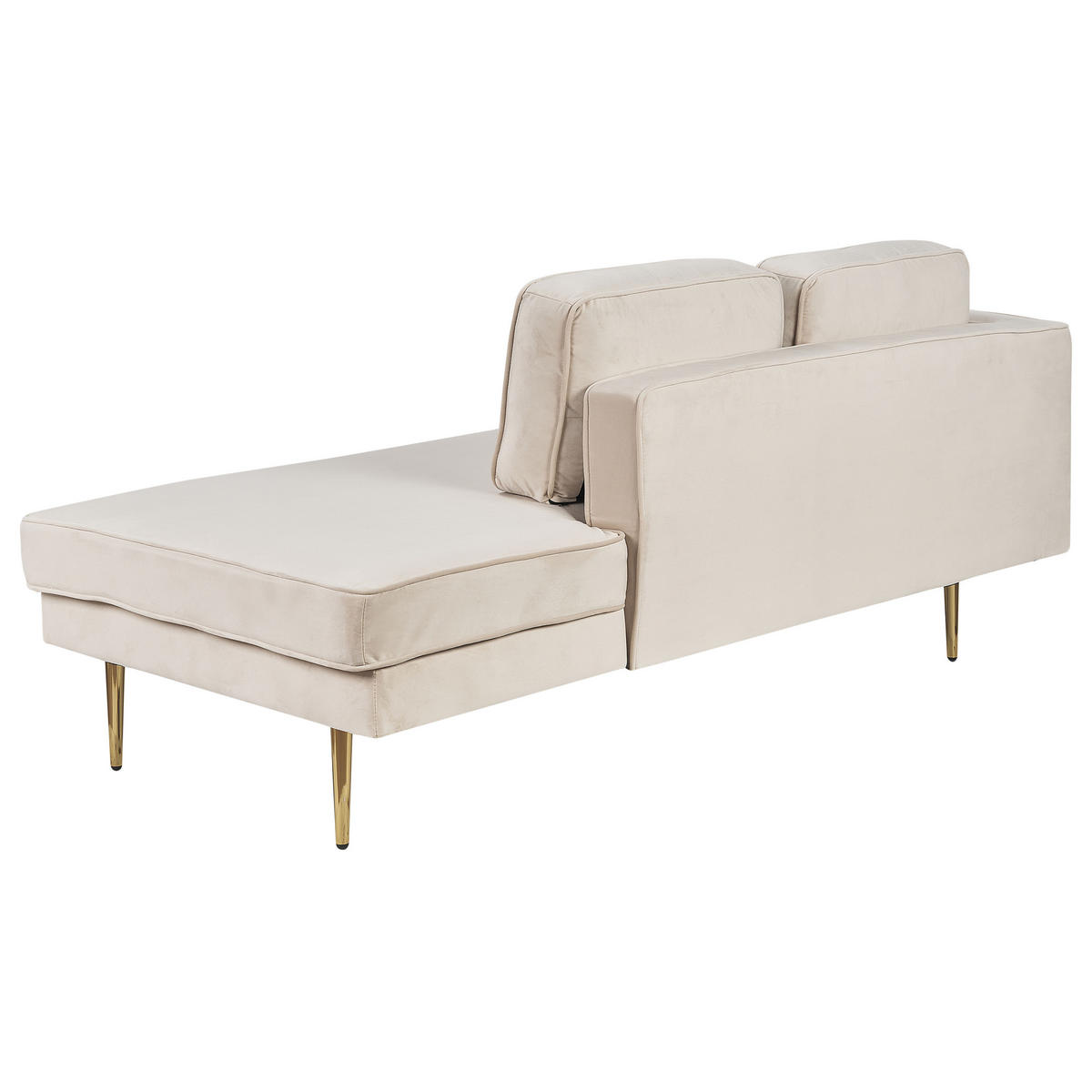 CHAISELONGUE Samtstoff beige linksseitig Miramas - Beige/Goldfarben, Textil (171/63/79cm) - Beliani