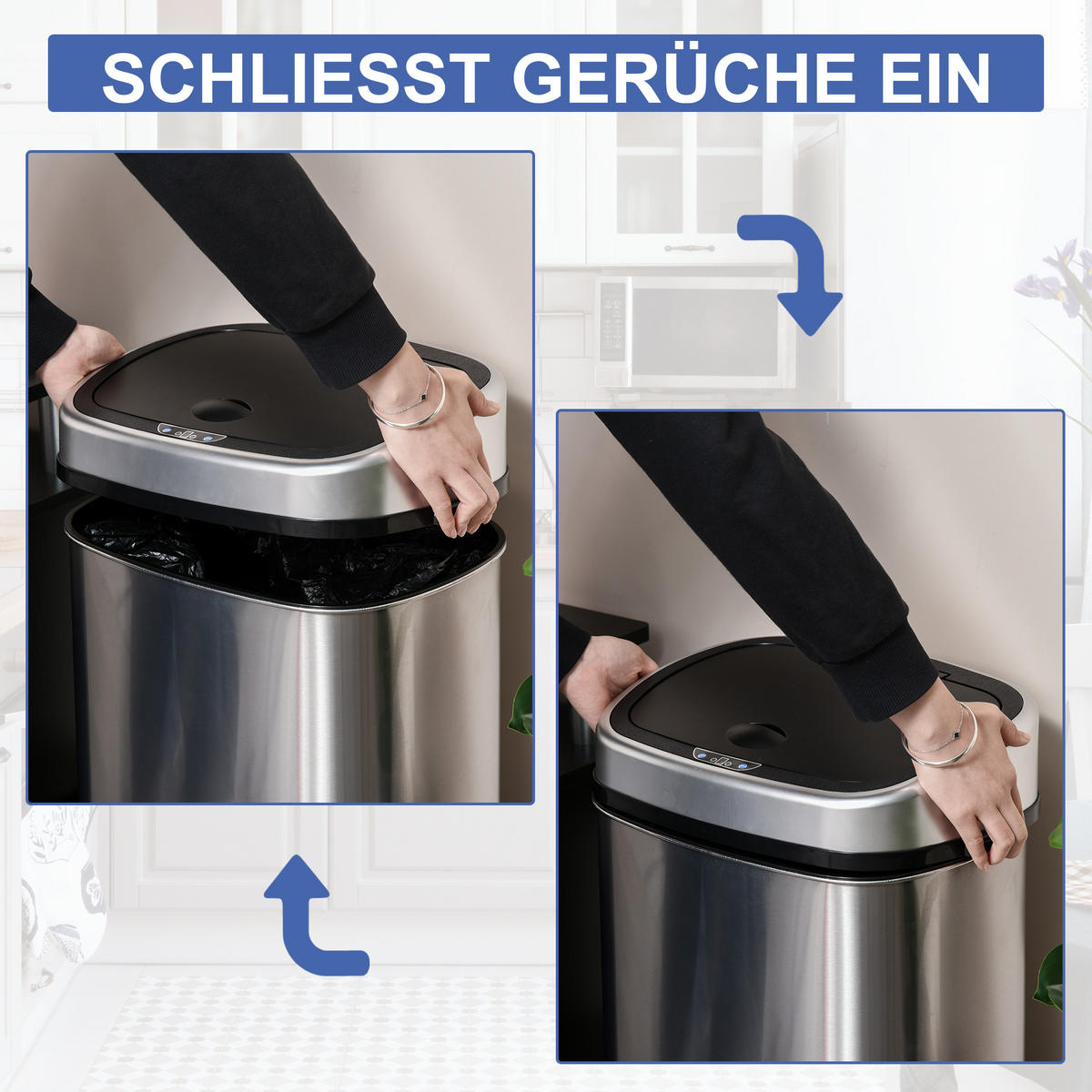 SENSOR Mülleimer, Edelstahl, ABS, Silber - Silberfarben, Metall (28.9/68/40.9cm) - HOMCOM