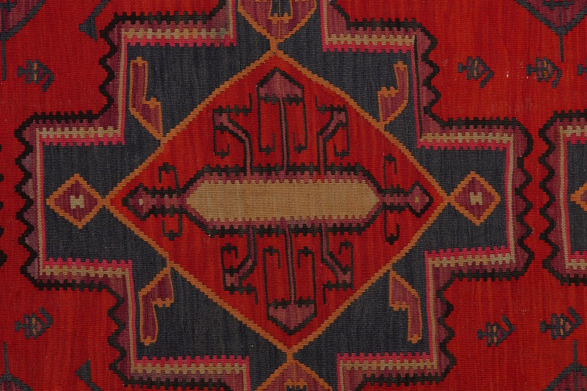 KELIM-TEPPICH handgewebt Ardebil Rot 309/177 cm Schurwolle - Rot, Textil (177/309cm) - Looma