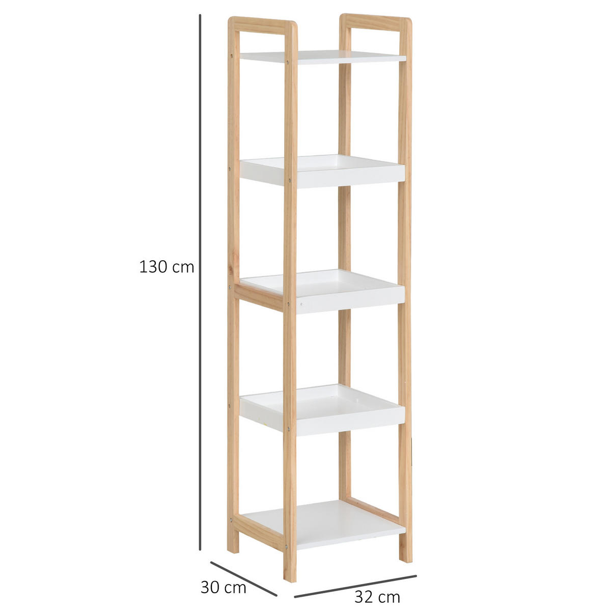 BÜCHERREGAL 32/30/130 cm Beige/Weiß - Weiß, Holz (32/130/30cm)