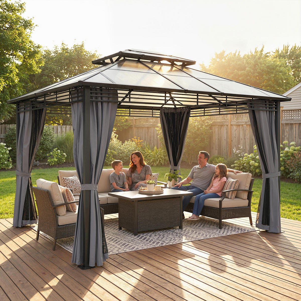 PAVILLON Metall Polycarbonat Dunkelgrau - Dunkelgrau, Metall (296/285/356cm) - Outsunny