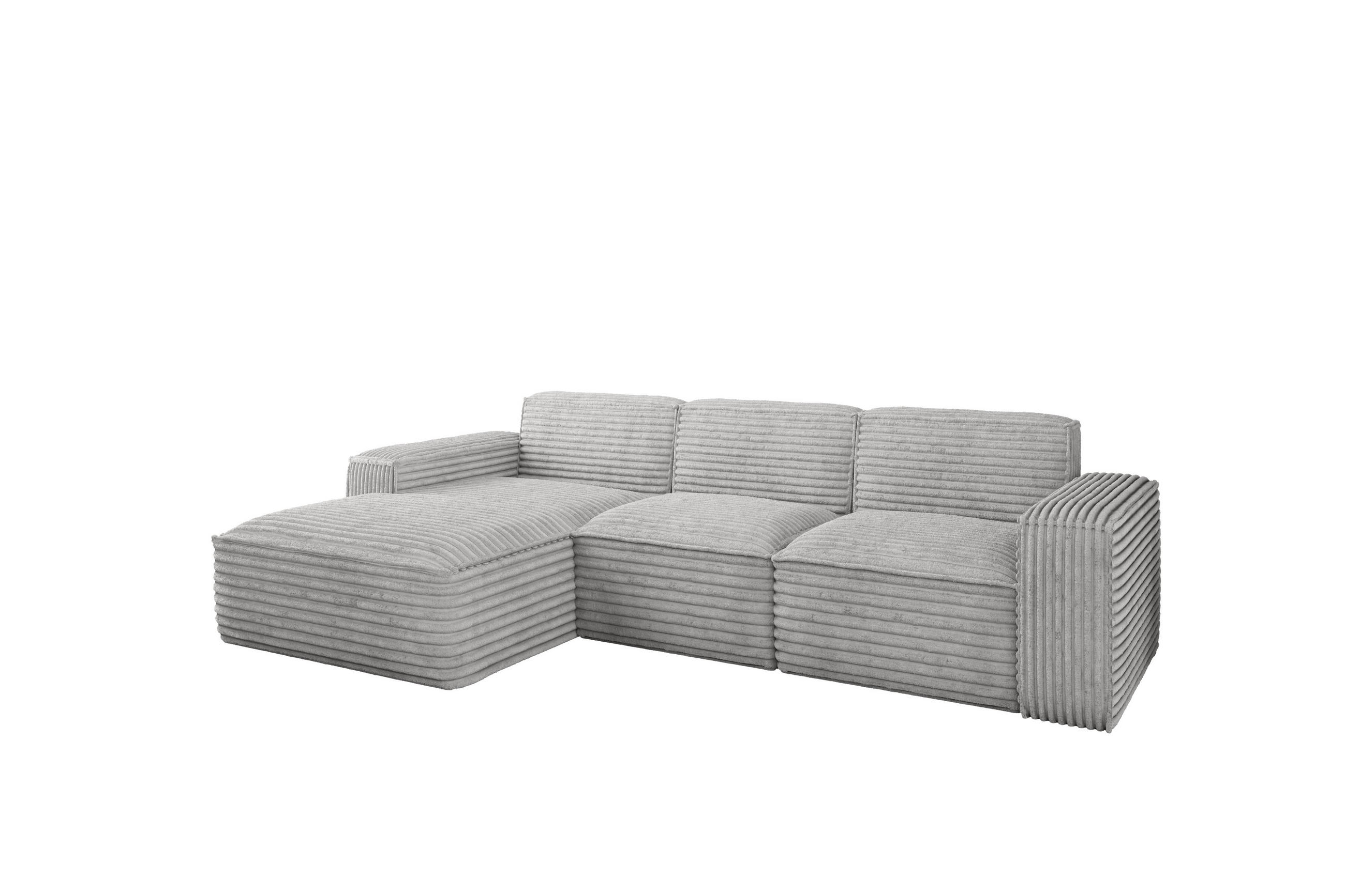 ECKSOFA L-Form Siena Stoff Velo Hellgrau Links - Hellgrau, Holz/Kunststoff (165/266cm) - Kaiser Möbel