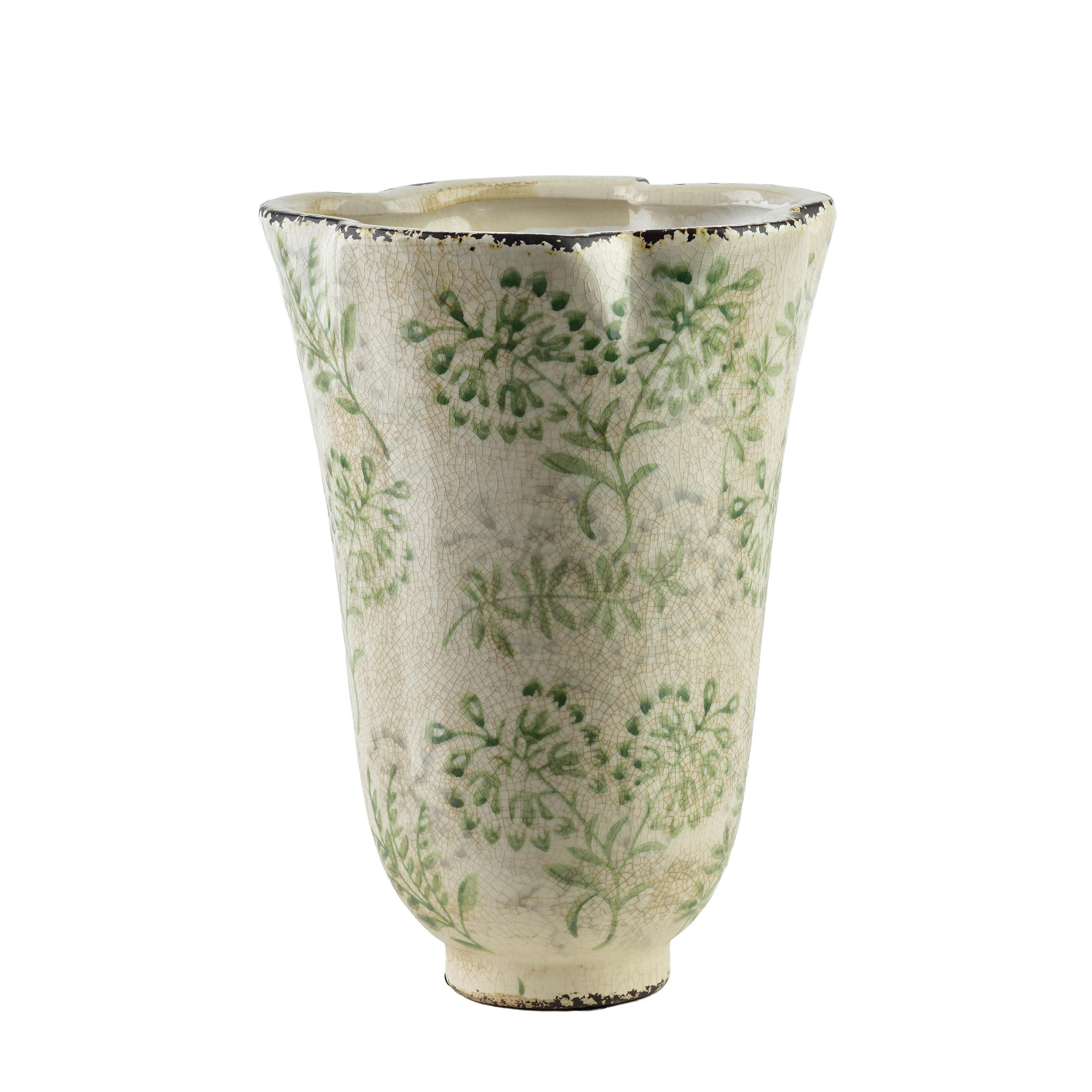 VASE CROCKET Ecru 18/18/24,5cm Keramik - Grün, Keramik (25cm) - Mondex