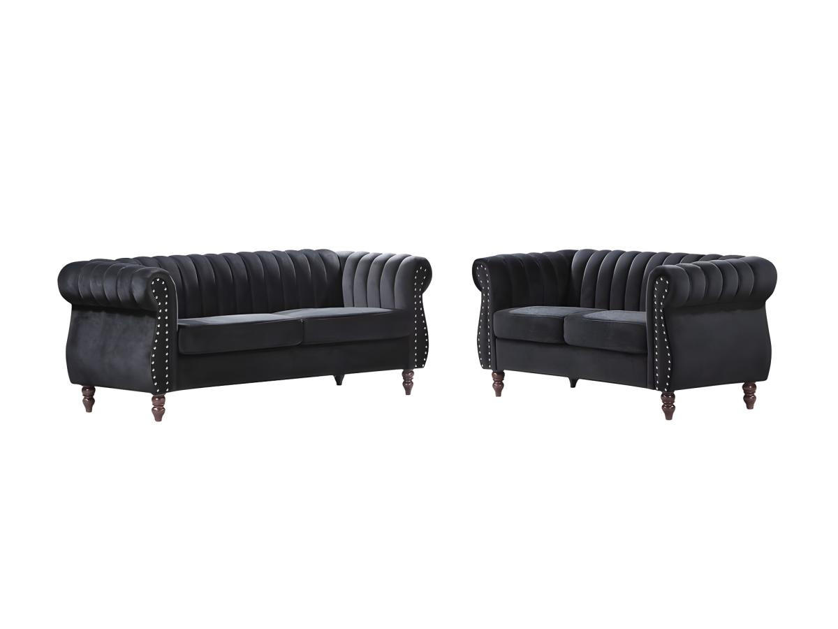 Vente-Unique Couchgarnitur Schwarz 195x77x78 cm