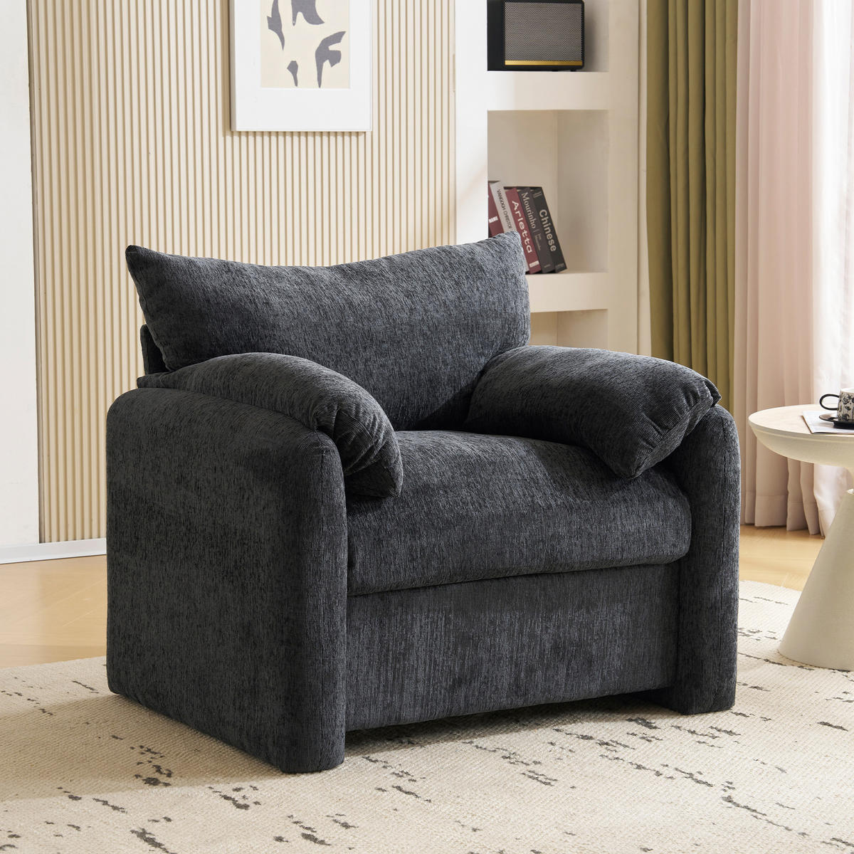 SESSEL Chenille mit breiter Sitzfläche 96/82/84 cm Grau - Grau, Textil (82/84/96cm) - Redom