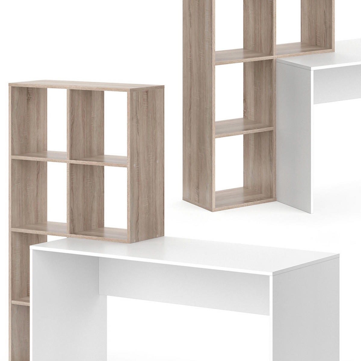 SCHREIBTISCH Mara Weiß/Sonoma 166.8 x 59 cm - Weiß/Sonoma Eiche, Holzwerkstoff (59/166.8/143cm) - Vicco