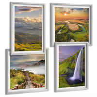 BILDER SET 4er Set - 50x50 cm & 40x60 cm Silberner Rahmen - Ausblicke auf Berge, Flüsse und Wasserfälle - Silberfarben, Kunststoff (50/50cm) - TULUP