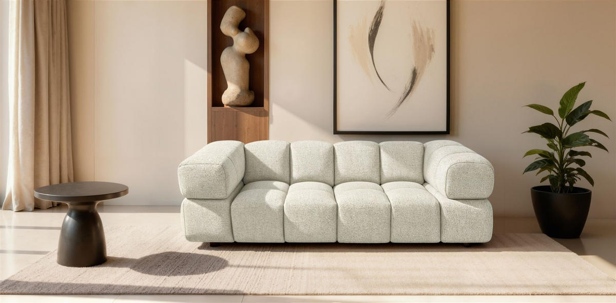 SOFA 3-sitzer Blanche In Puente - Creme, Holzwerkstoff/Textil (240/70/96cm) - Fun Möbel