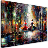 LEINWANDBILD Tanzende Ballerinas 100x70cm - Lila, Textil (100/70cm) - Feeby