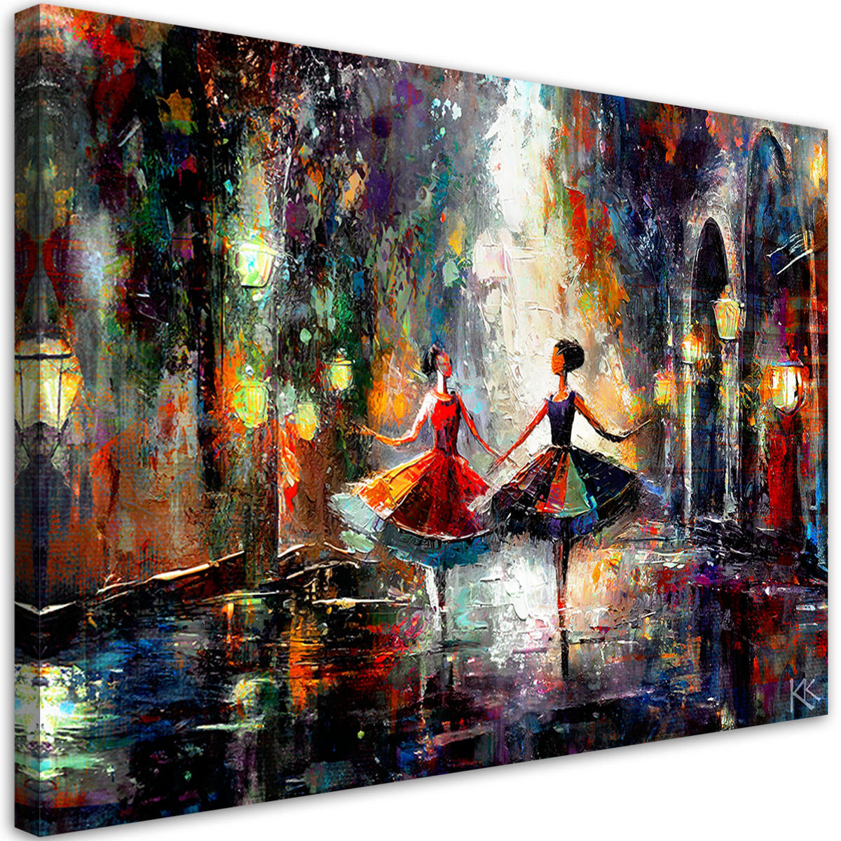 LEINWANDBILD Tanzende Ballerinas 100x70cm - Lila, Textil (100/70cm) - Feeby