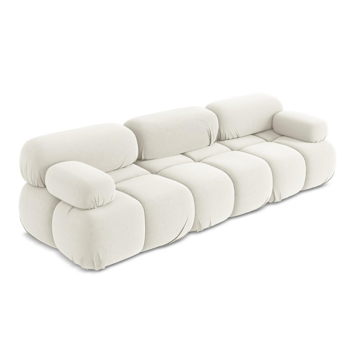 3-SITZER SOFA Samt Stoff Beige - Beige/Creme, Kunststoff/Textil (285/70/96cm) - LaMiaSofa