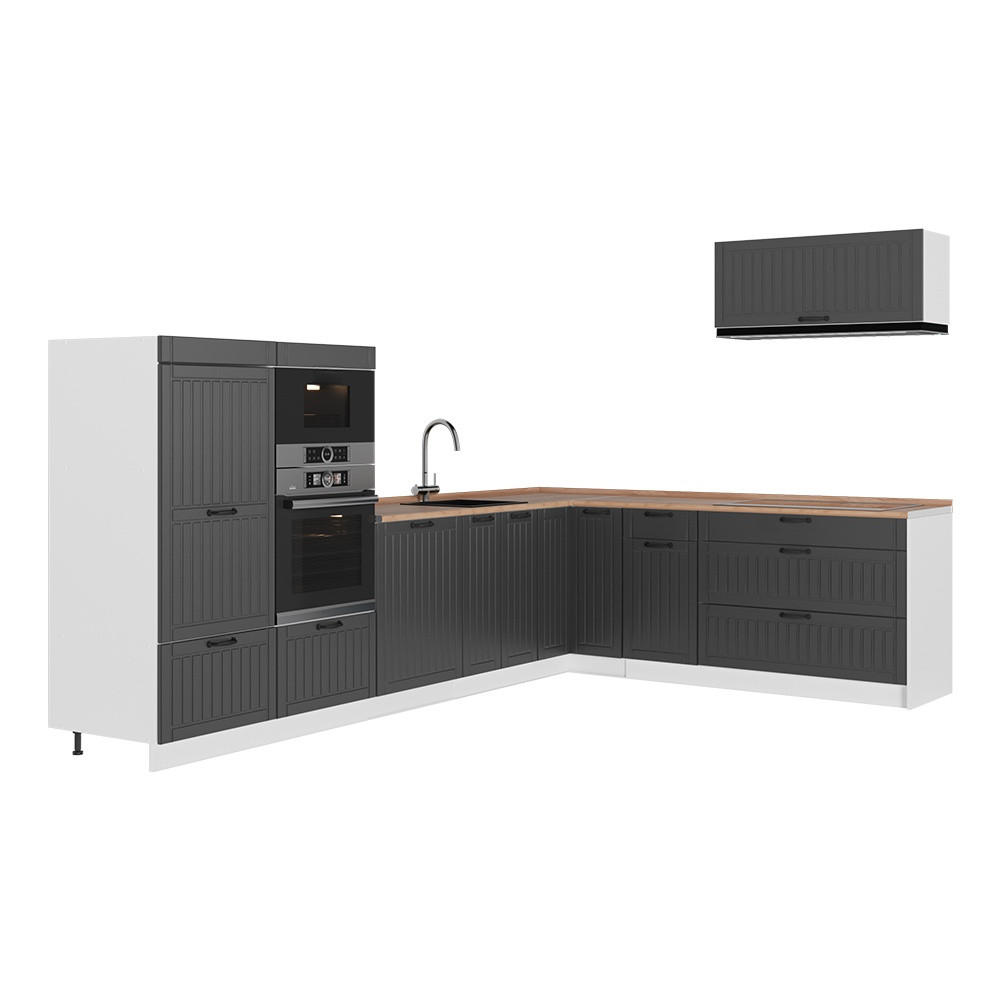 Vicco Eckküche Dunkelgrau, Weiß 327x153.6x60 cm