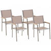 GARTENSTUHL 4er-Set beige Edelstahl Grosseto - Hellbraun/Beige, Metall (55/87/58cm) - Beliani