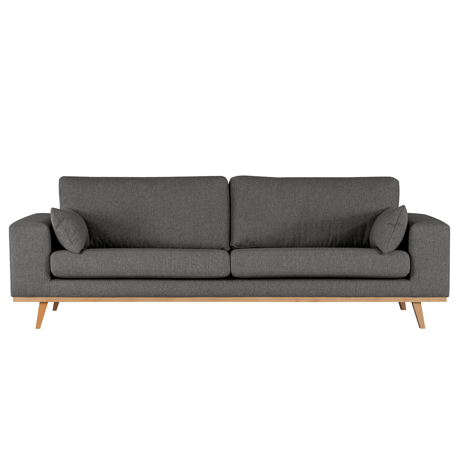 3-SITZER SOFA - Dunkelgrau/Buchefarben, Textil (237/81/88cm) - home24