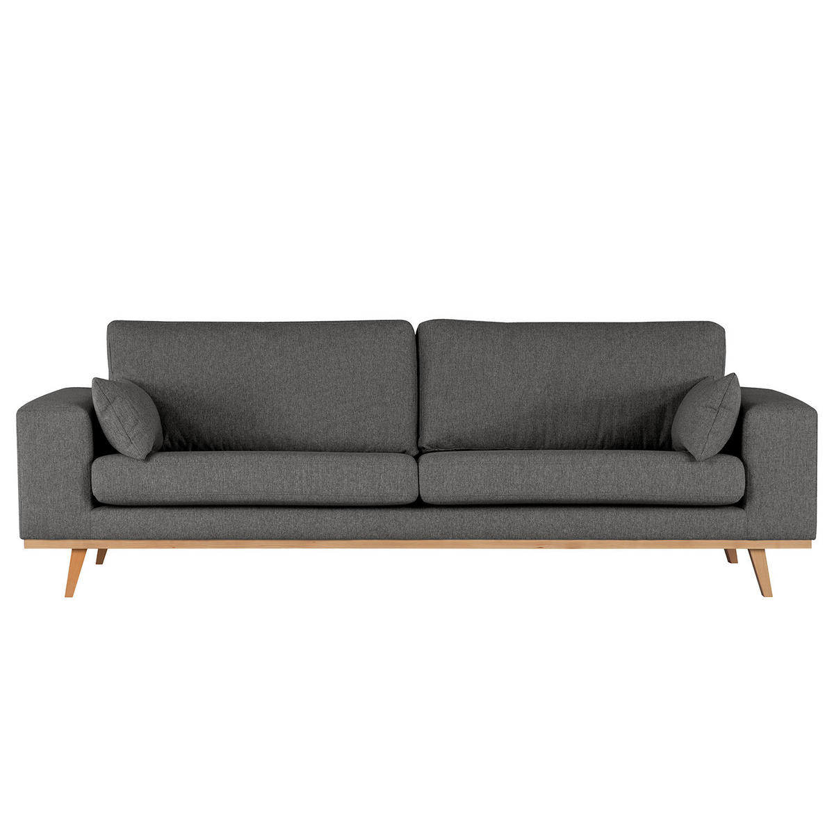 3-SITZER SOFA - Dunkelgrau/Buchefarben, Textil (237/81/88cm) - home24
