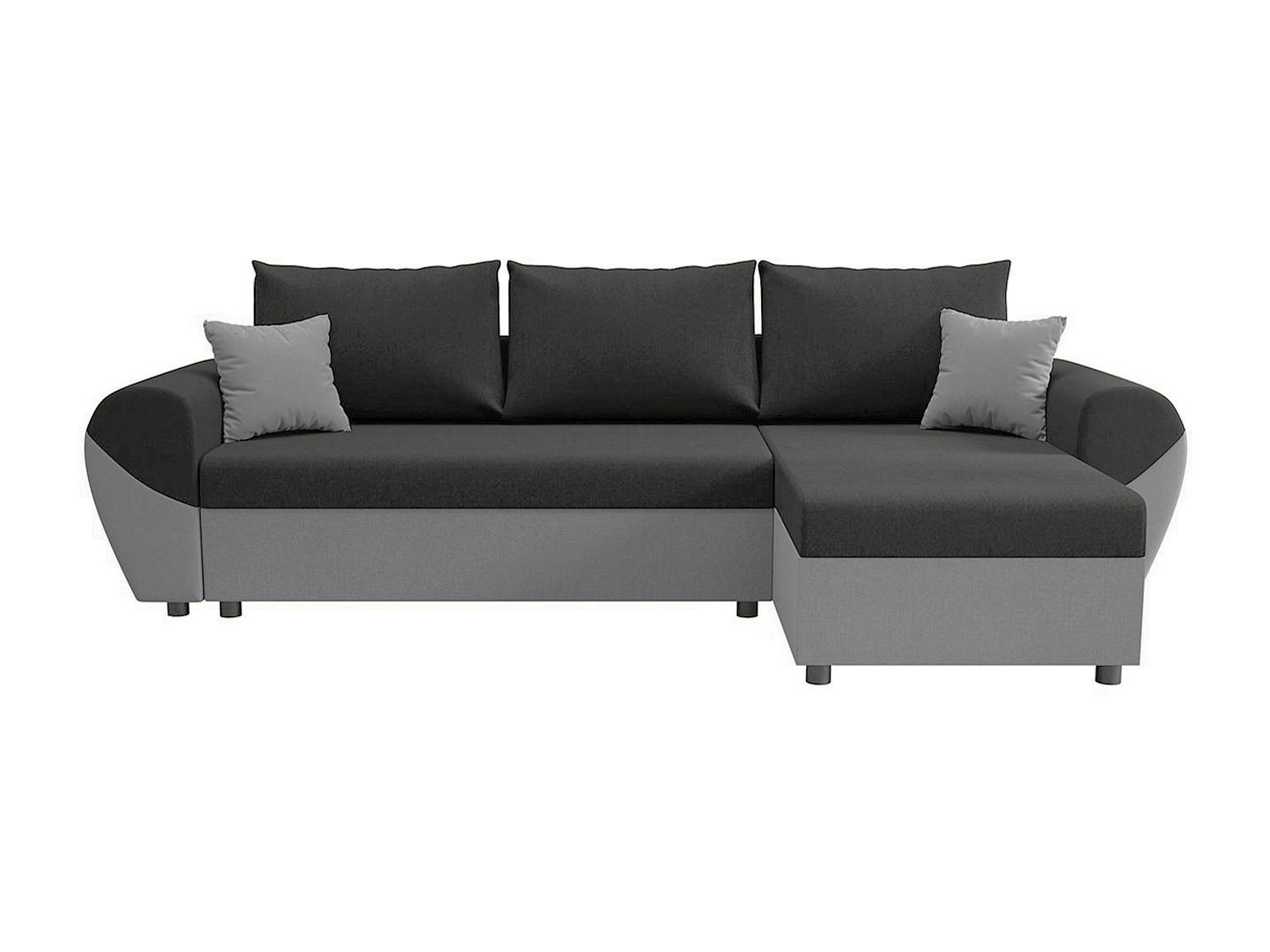 SCHLAFSOFA - 4 Personen - Stoff - Schwarz, Grau - - Schwarz, Textil (265/80/139cm) - Vente-Unique