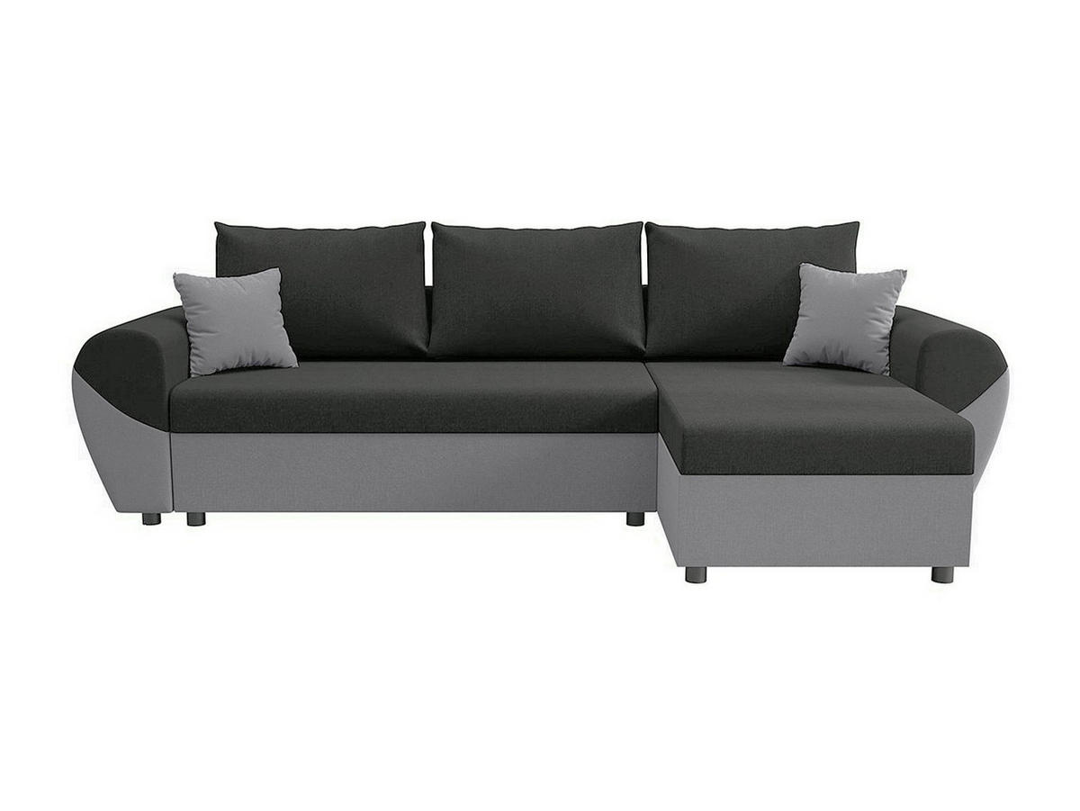 ECKSOFA mit Schlaffunktion - Ecke wechselbar - Stoff - Schwarz & Grau - LIERNO - Schwarz, Textil (265/139cm) - Vente-Unique