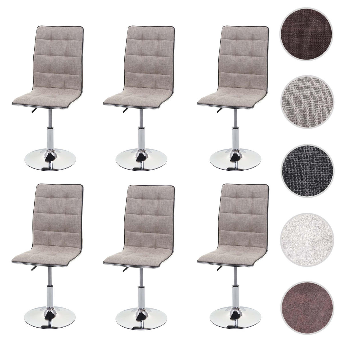 ESSZIMMERSTUHL 6er-Set 103x43x54cm Sitzhöhe 41cm Stoff/Textil Grau - Grau, Textil (43/103/54cm) - CHEFGASTRO