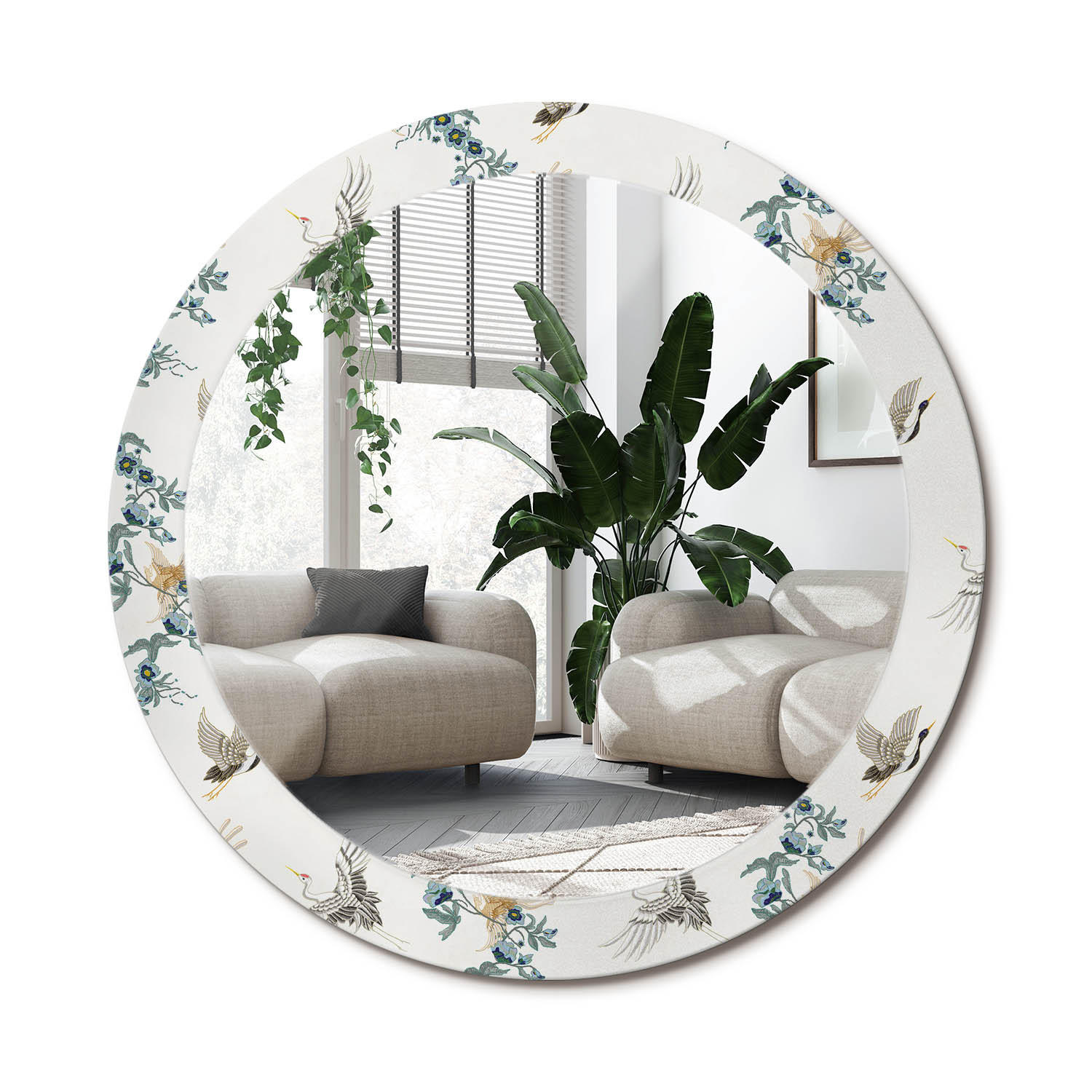 SPIEGEL Rund Ø 80 cm mit Aufdruck - Multicolor, Glas (80/80/0.4cm) - Wallfluent