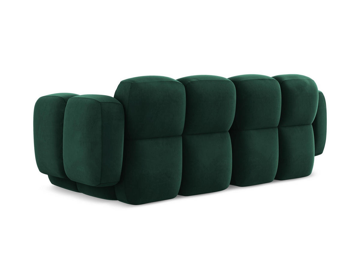 2-SITZER SOFA Samt Stoff Grün - Dunkelgrün/Schwarz, Holzwerkstoff/Kunststoff (210/72/115cm) - Makamii
