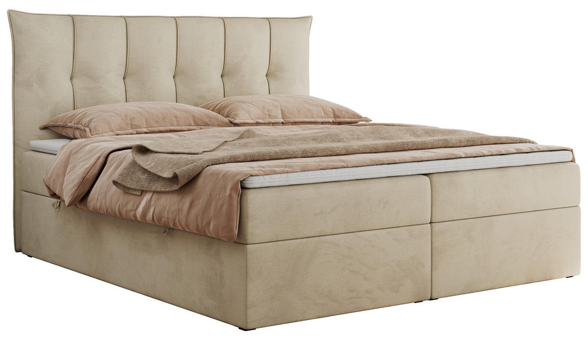 BOXBETT PREMIUM 10 180/200 Beige Velvet - H3 - Beige, Holz/Textil (180/200cm) - MKS
