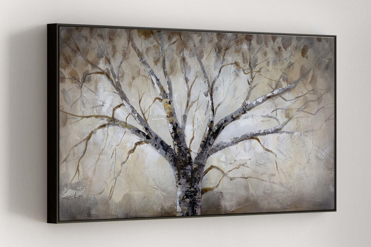 ACRYLBILD HANDGEMALT 120/60 cm - Weiß, Holz/Textil (120/60cm) - KUNSTLOFT