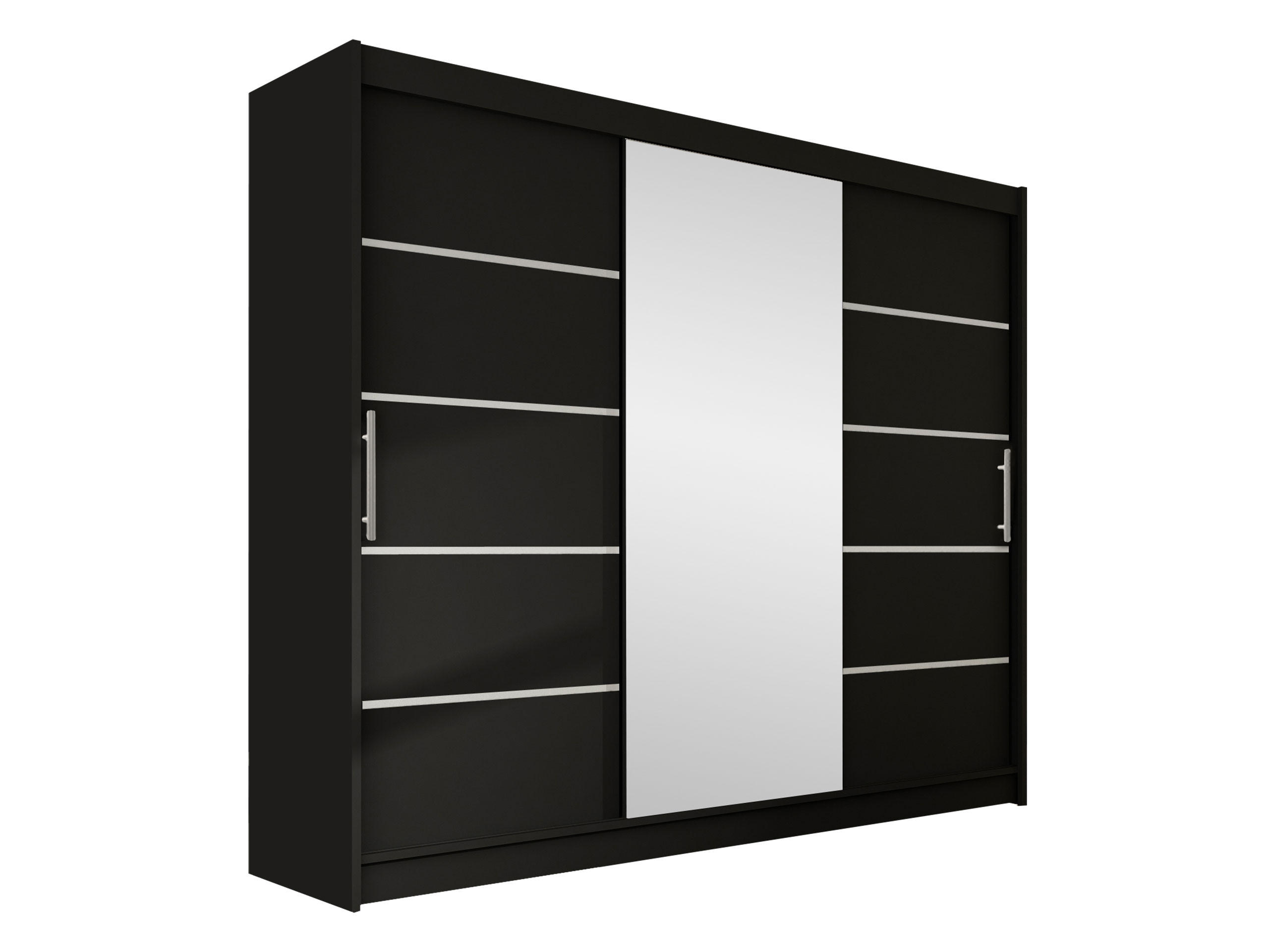 KLEIDERSCHRANK Aston VI - Silberfarben/Schwarz, Holzwerkstoff/Kunststoff (250/215/58cm) - MIRJAN24