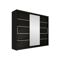 KLEIDERSCHRANK Aston VI - Silberfarben/Schwarz, Holzwerkstoff/Kunststoff (250/215/58cm) - MIRJAN24