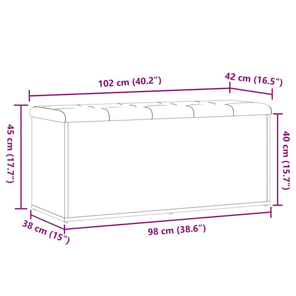 AUFBEWAHRUNGSBANK Artisan-Eiche 102/42/45 Cm Holzwerkstoff - Braun, Holzwerkstoff (42/45/102cm) - vidaXL