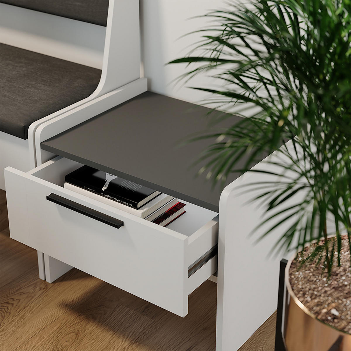 LAVICE DO JÍDELNY Roman Bílá/antracitová - bílá, kompozitní dřevo (53.5/45.5/41.1cm) - Vicco