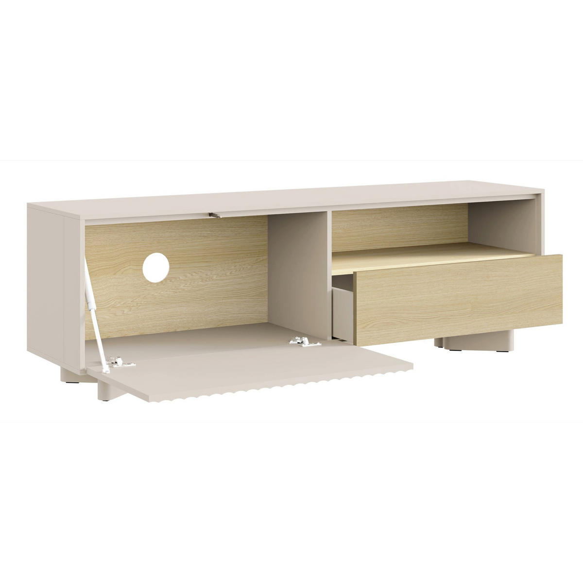 TV stolek Distria Kašmírově šedý 140/46/35 cm - béžová/šedohnědá, kompozitní dřevo (175/46/35cm) - Selsey