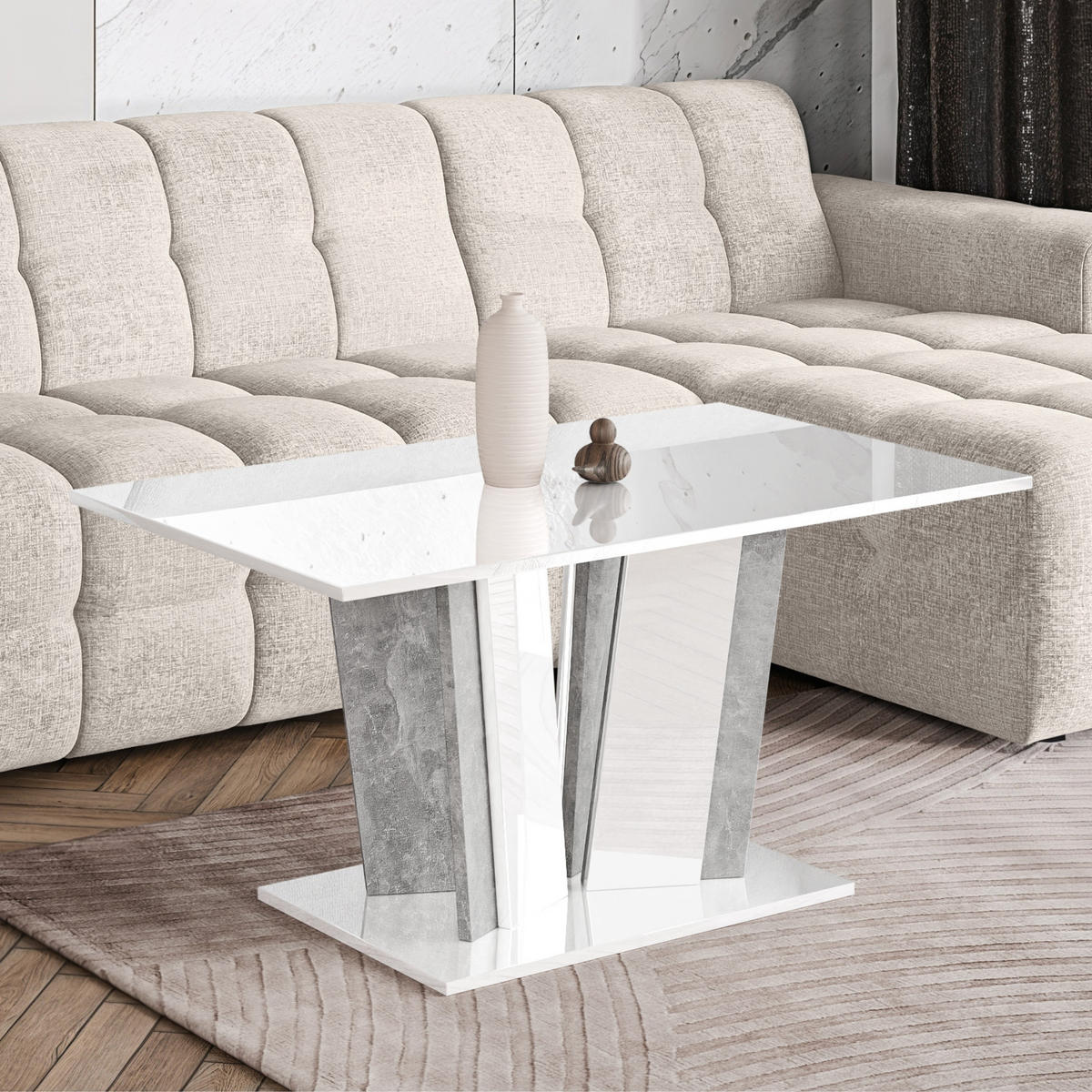 COUCHTISCH 100 cm in Weiß glänzend - Weiß Hochglanz, Holzwerkstoff (60/100/55cm) - Home Collective