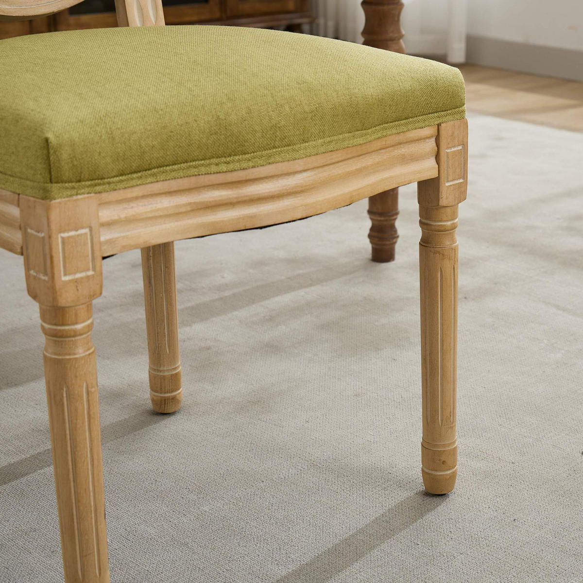 STUHL-SET DE-36323 2 Stück mit antikem Holzrahmen Olivgrün - Olivgrün, Holz (49/95/59.5cm) - ComfortXL