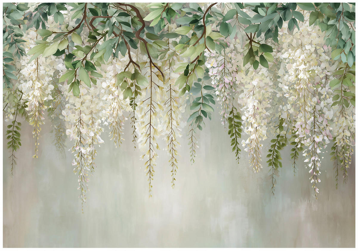 FOTOTAPETE Blätter Hängend Grün 250x175 cm - Multicolor, Papier (250/175cm) - Wallarena