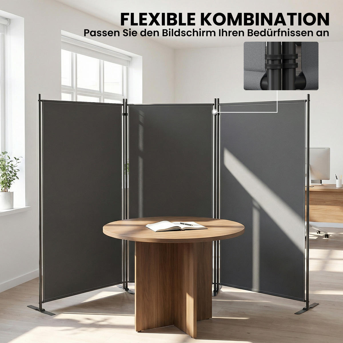 OUTDOOR-PARAVENT Metall Polyester Dunkelgrau - Dunkelgrau, Metall (30/180cm) - Outsunny