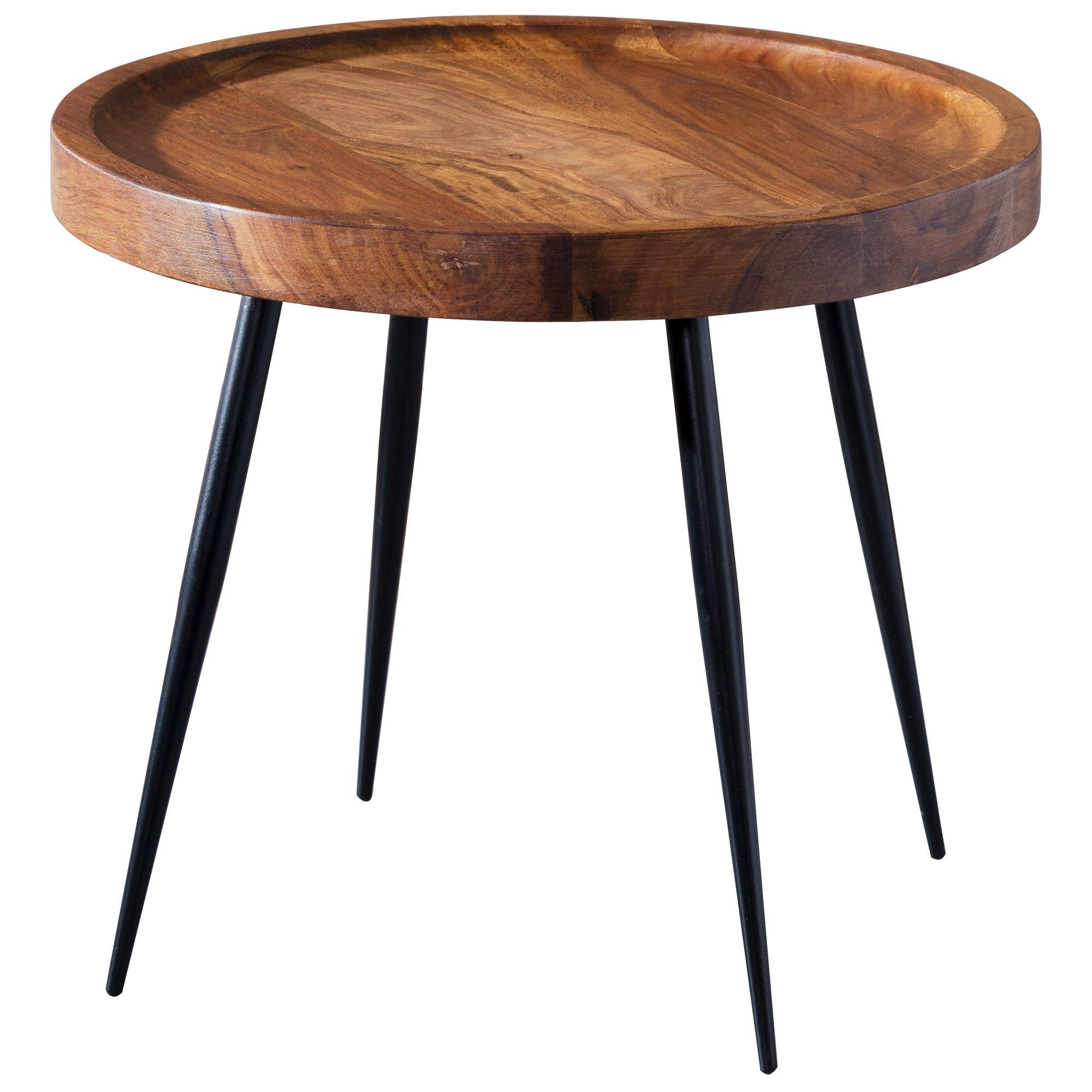 BEISTELLTISCH – Massivholz, Metall, 46x40x46 cm, Industrial Stil - Schwarz/Braun, Metall (46/46/40cm) - KADIMA DESIGN