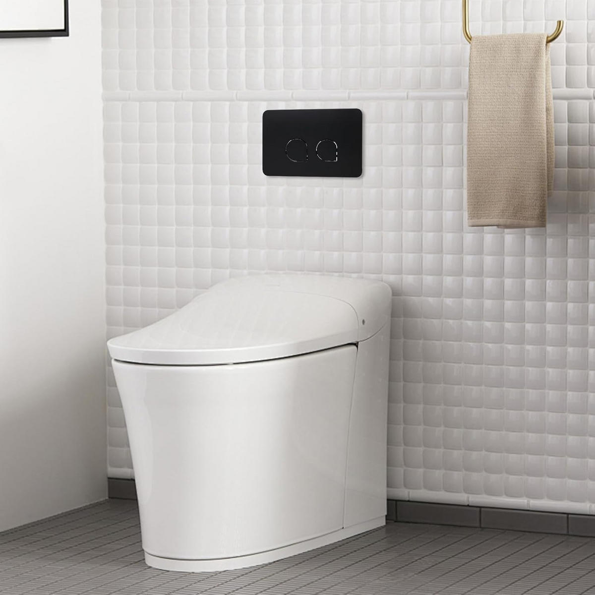 WC-SPÜLTASTE – Kompatibel mit Geberit Sigma-Serien 01, 20 und 30 – Schwarz - Schwarz, Metall (31/5.5/18.5cm)