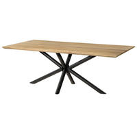 ESSTISCH Mango 180x90x74 natur lackiert / Epoxid schwarz, Kreuzgestell rund anthrazit matt EPOXY - Braun, Holz (90/180/74cm) - Massivmoebel24