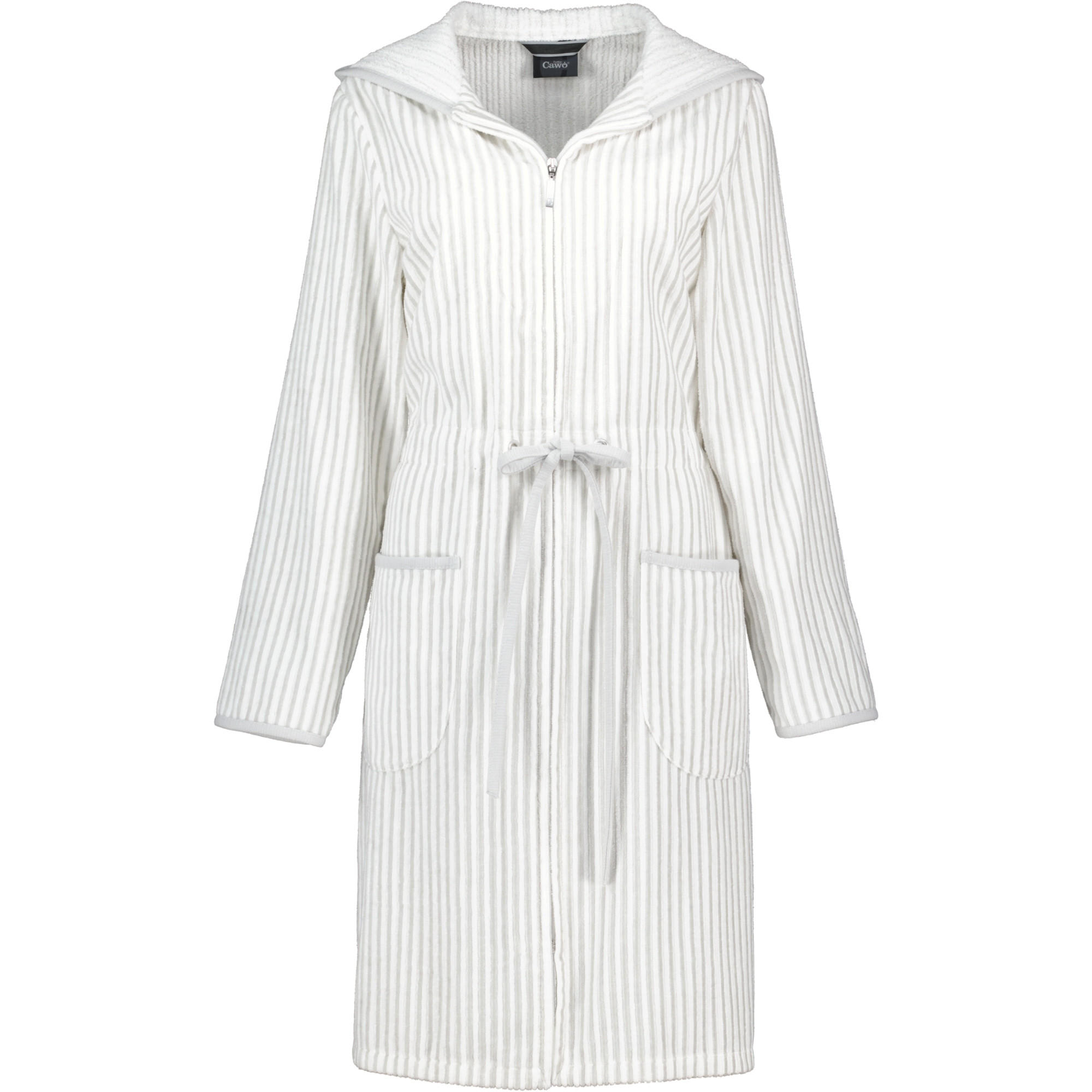 BADEMANTEL DAMEN REISSVERSCHLUSS 6416 WEISS-SILBER - 76 - Weiß, Textil (Lnull) - Cawoe