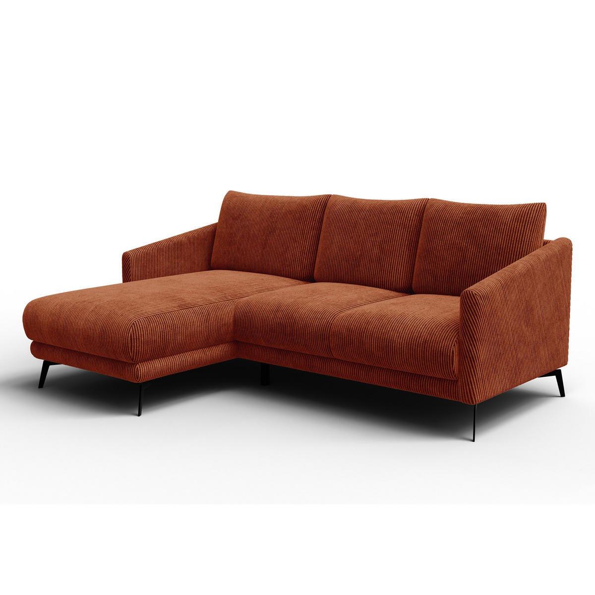 ECKSOFA VILT 3-Sitzer, orange - Schwarz/Orange, Holzwerkstoff/Textil (221/156cm) - Courtois Laville