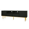 TV-SCHRANK 165/36/55 cm schwarz Akazie mit goldenen Füßen und grifflosen Türen - Schwarz, Holzwerkstoff (165/55/36cm) - OKWISH