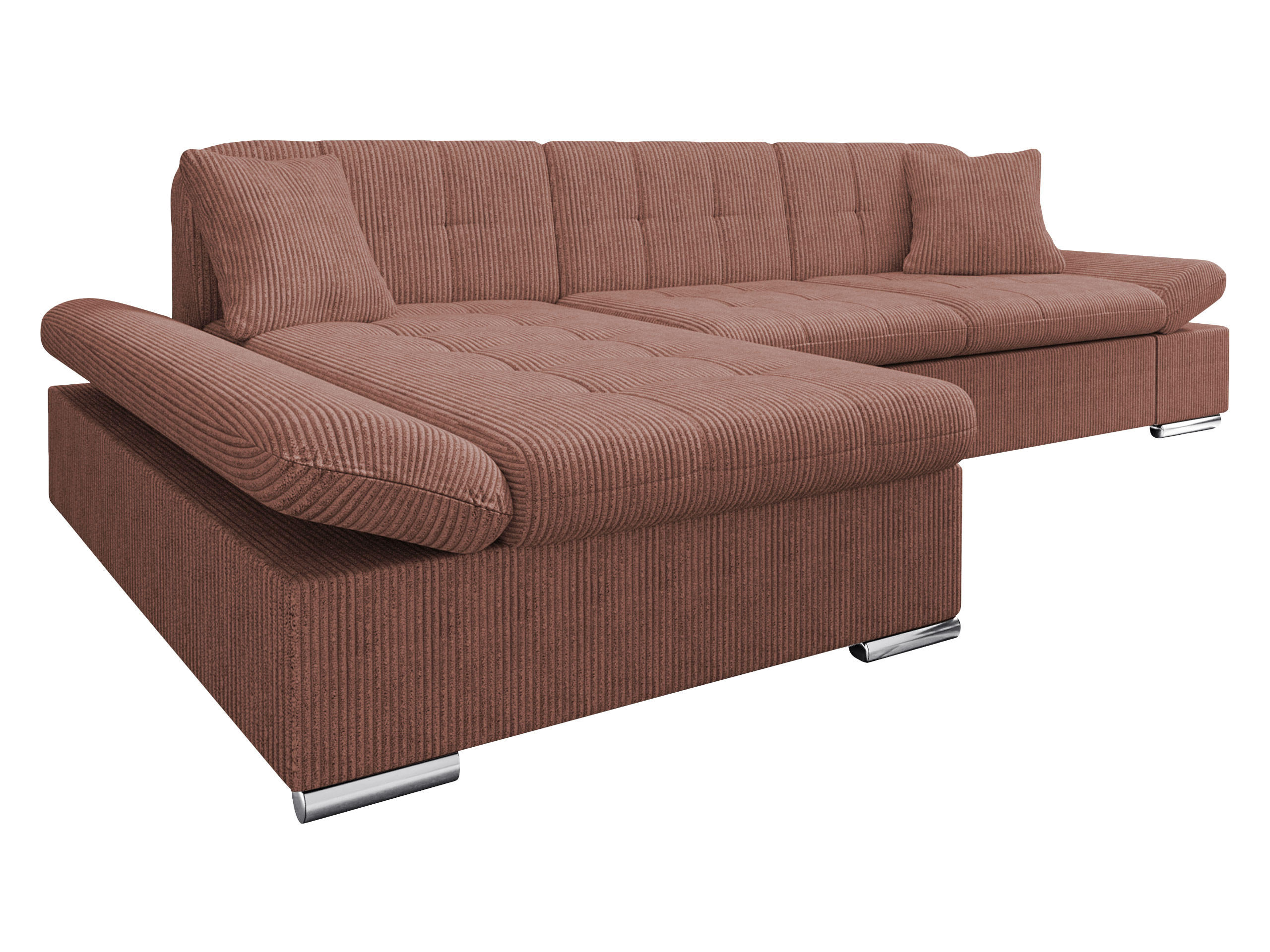 ECKSOFA Malwi Cord, Seite: Links - Dunkelrosa, Holz/Textil (278/161cm) - MIRJAN24