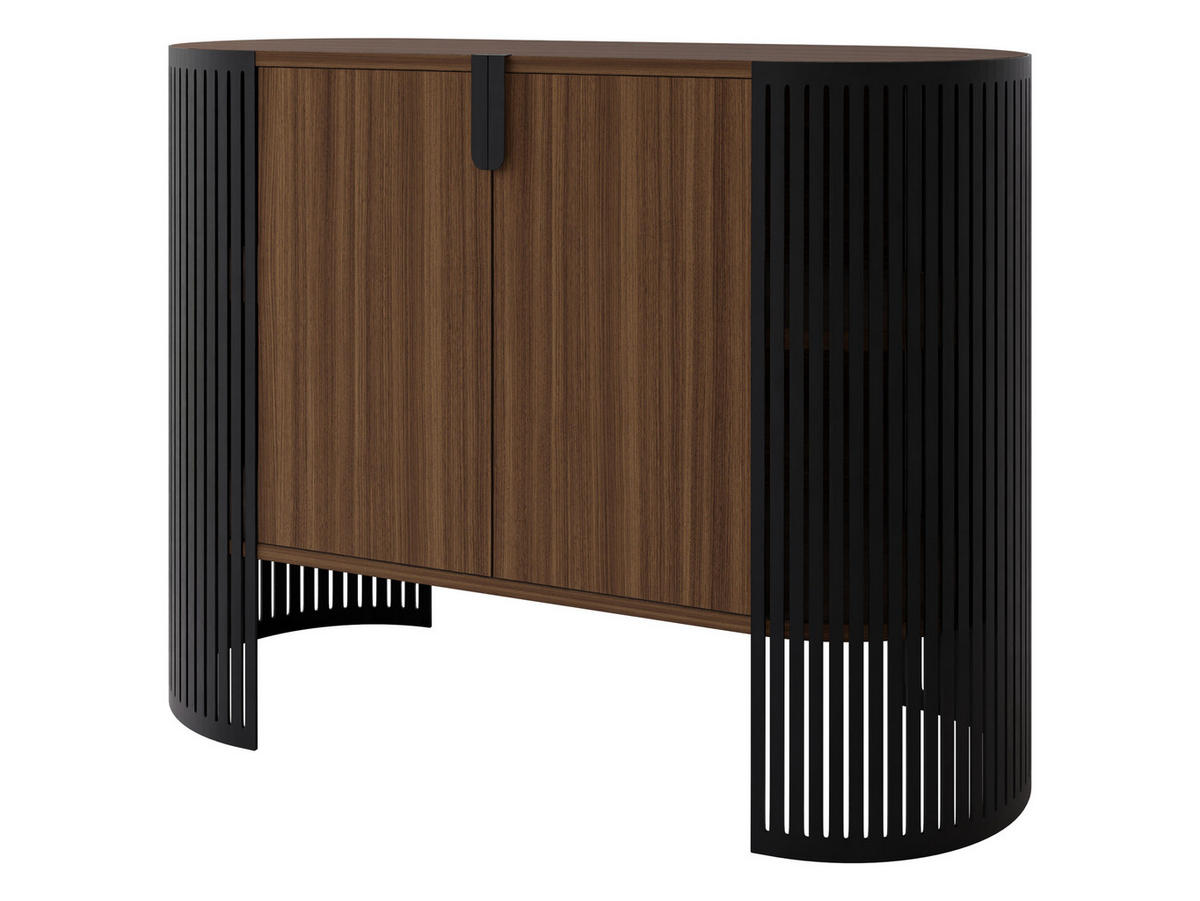 KOMMODE Fikoli - Nussbaumfarben/Schwarz, Holzwerkstoff/Metall (120/90/40cm) - MIRJAN24