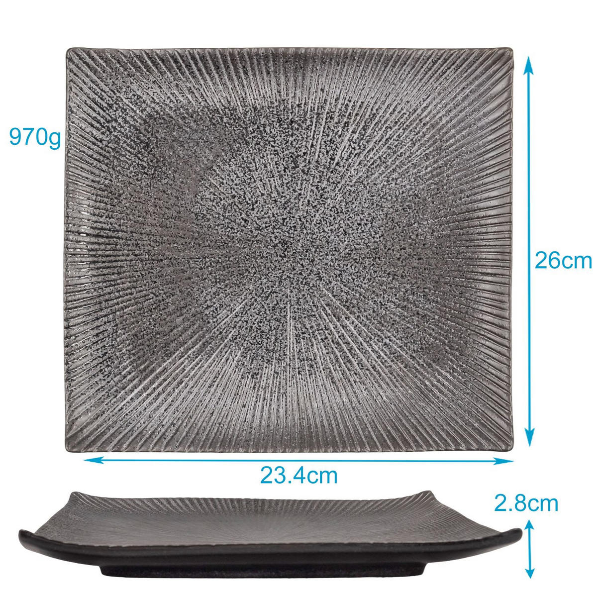 SUSHI TELLER - Schwarz, Keramik (23.4/3.8/26cm) - Intirilife